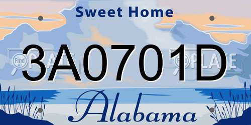 3A0701D Alabama License Plate