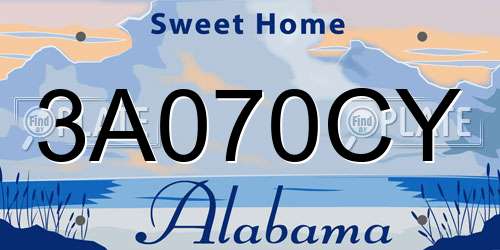 3A070CY Alabama License Plate