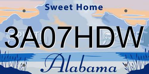 3A07HDW Alabama License Plate