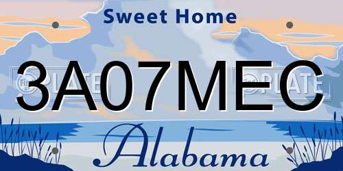 3A07MEC Alabama License Plate