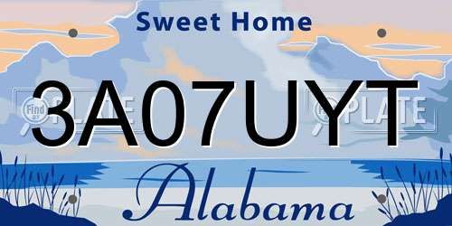 3A07UYT Alabama License Plate