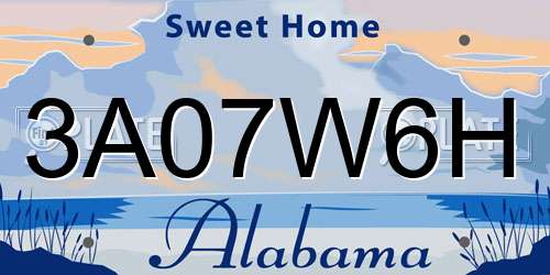 3A07W6H Alabama License Plate