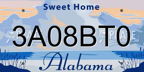 3A08BT0 Alabama License Plate