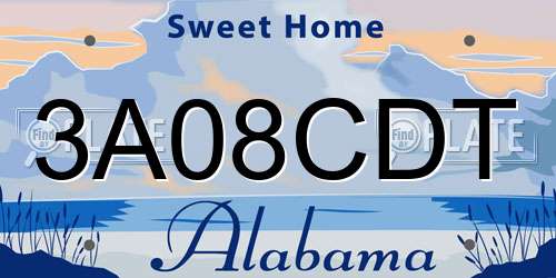 3A08CDT Alabama License Plate