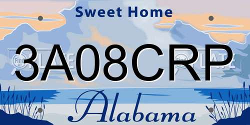 3A08CRP Alabama License Plate
