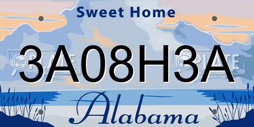 3A08H3A Alabama License Plate