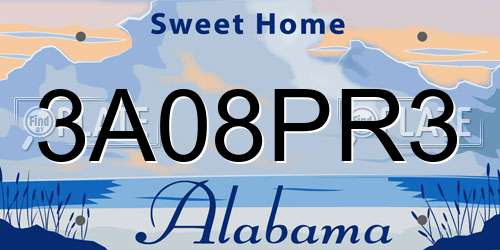 3A08PR3 Alabama License Plate