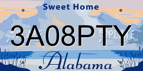 3A08PTY Alabama License Plate