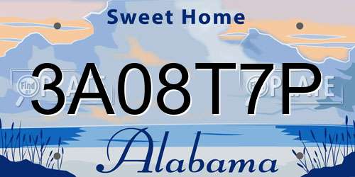 3A08T7P Alabama License Plate
