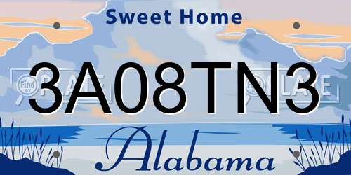 3A08TN3 Alabama License Plate