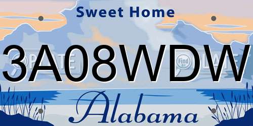 3A08WDW Alabama License Plate