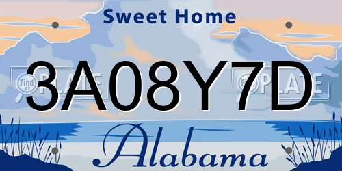 3A08Y7D Alabama License Plate