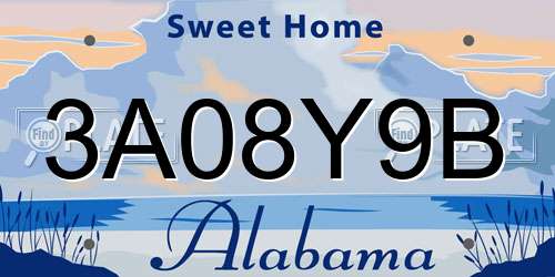 3A08Y9B Alabama License Plate