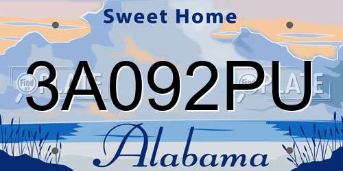 3A092PU Alabama License Plate