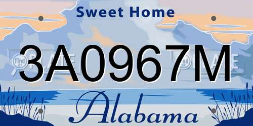 3A0967M Alabama License Plate