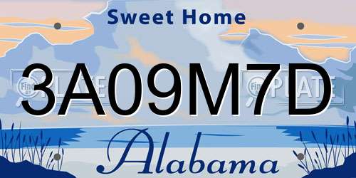 3A09M7D Alabama License Plate