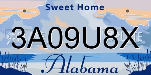 3A09U8X Alabama License Plate