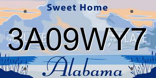 3A09WY7 Alabama License Plate