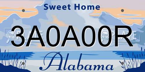 3A0A00R Alabama License Plate