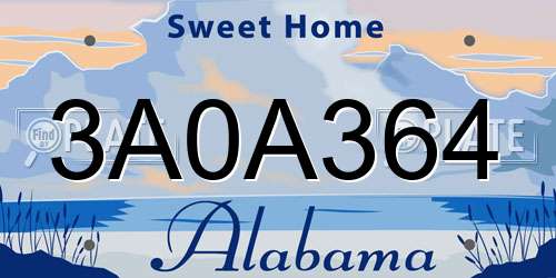 3A0A364 Alabama License Plate