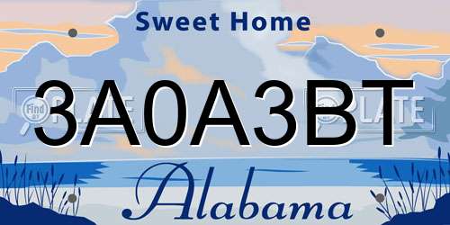 3A0A3BT Alabama License Plate