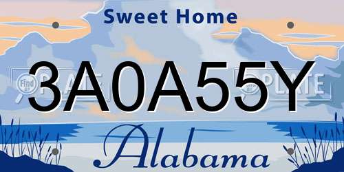 3A0A55Y Alabama License Plate