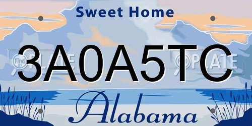 3A0A5TC Alabama License Plate