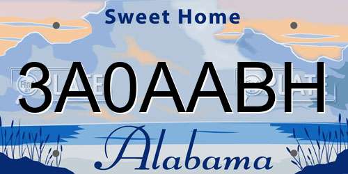 3A0AABH Alabama License Plate