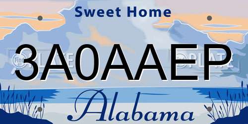 3A0AAEP Alabama License Plate
