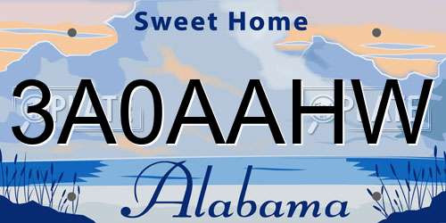 3A0AAHW Alabama License Plate