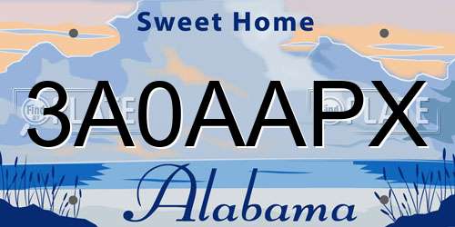 3A0AAPX Alabama License Plate