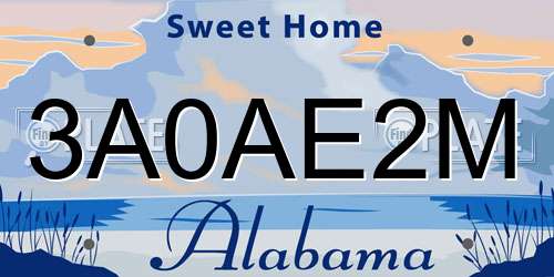 3A0AE2M Alabama License Plate