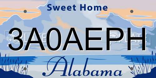 3A0AEPH Alabama License Plate