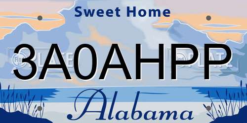 3A0AHPP Alabama License Plate