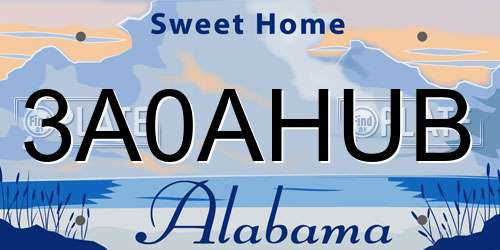 3A0AHUB Alabama License Plate