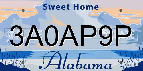 3A0AP9P Alabama License Plate
