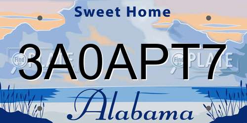 3A0APT7 Alabama License Plate