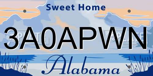 3A0APWN Alabama License Plate