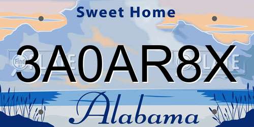 3A0AR8X Alabama License Plate