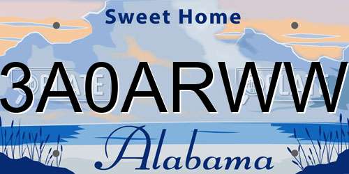 3A0ARWW Alabama License Plate