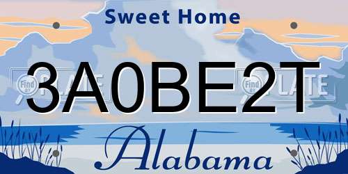 3A0BE2T Alabama License Plate