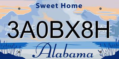 3A0BX8H Alabama License Plate