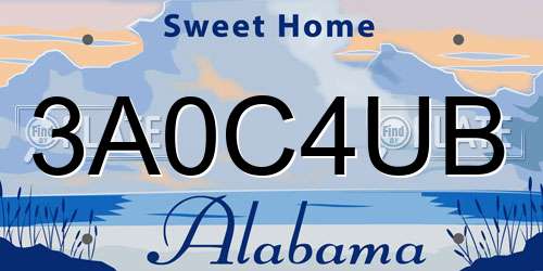3A0C4UB Alabama License Plate