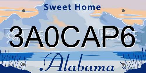 3A0CAP6 Alabama License Plate