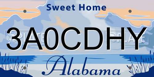 3A0CDHY Alabama License Plate