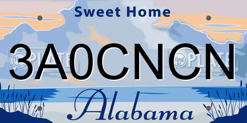 3A0CNCN Alabama License Plate