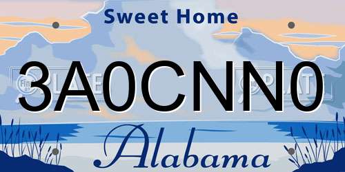 3A0CNN0 Alabama License Plate