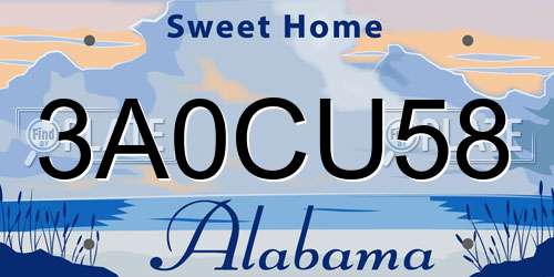 3A0CU58 Alabama License Plate