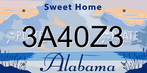 3A40Z3 Alabama License Plate