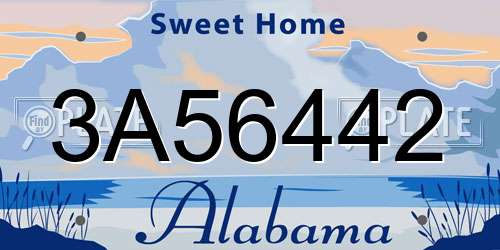 3A56442 Alabama License Plate